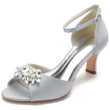 Chunky Heel 6.5cm Silk-Like Shoes CK0307 - COCOMELODY