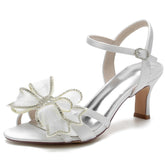 Chunky Heel 6.5cm Silk-Like Shoes CK0324 - COCOMELODY