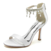 Stiletto Heel 9.5cm Silk-Like Shoes CK0334 - COCOMELODY