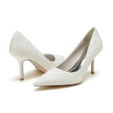 Stiletto Heel 8.5cm Silk-Like Lace Shoes CK0376 - COCOMELODY