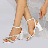 Chunky Heel 8.5cm Silk-Like Shoes CK0388 - COCOMELODY