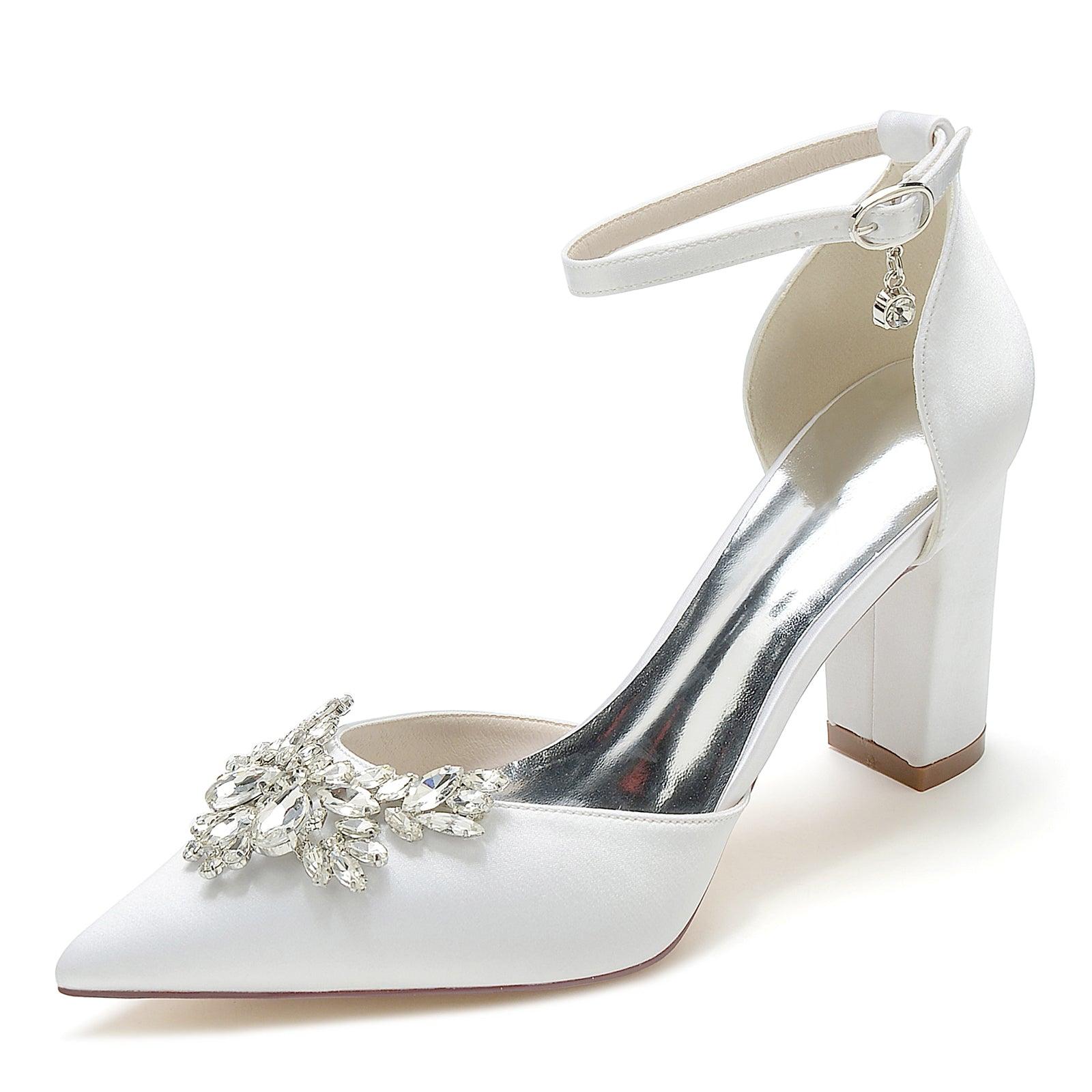 Chunky Heel 8.5cm Silk-Like Shoes CK0398 - COCOMELODY