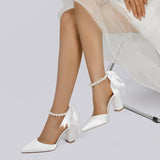 Chunky Heel 8.5cm Silk-Like Shoes CK0400 - COCOMELODY