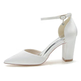 Chunky Heel 8.5cm Silk-Like Shoes CK0401 - COCOMELODY