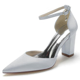 Chunky Heel 8.5cm Silk-Like Shoes CK0401 - COCOMELODY