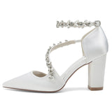 Chunky Heel 8.5cm Silk-Like Shoes CK0402 - COCOMELODY