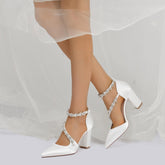 Chunky Heel 8.5cm Silk-Like Shoes CK0402 - COCOMELODY