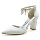 Chunky Heel 8.5cm Silk-Like Shoes CK0403 - COCOMELODY