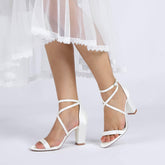 Chunky Heel 8.5cm Silk-Like Shoes CK0427 - COCOMELODY