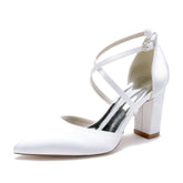 Chunky Heel 8.5cm Silk-Like Shoes CK0434 - COCOMELODY