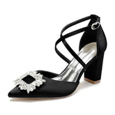 Chunky Heel 8.5cm Silk-Like Shoes CK0435 - COCOMELODY