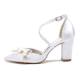 Chunky Heel 8.5cm Silk-Like Shoes CK0437 - COCOMELODY