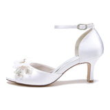 Chunky Heel 6.5cm Silk-Like Shoes CK0464 - COCOMELODY
