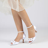 Chunky Heel 6.5cm Silk-Like Shoes CK0464 - COCOMELODY
