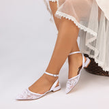 Lace Silk-Like Pearl Embroidered Mesh Flat Shoes CK0499