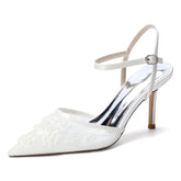 Stiletto Heel 8.5cm Lace Silk-Like Pearl Embroidered Mesh Shoes CK0502