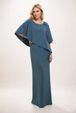 Sheath-Column Maxi Stretch Crepe Mother Dress CM0236 - COCOMELODY