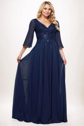 A-Line Maxi Chiffon Mother Dress CM0254 - COCOMELODY