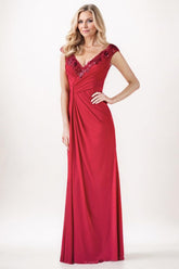 Sheath-Column Maxi Chiffon Mother Dress CM0257 - COCOMELODY