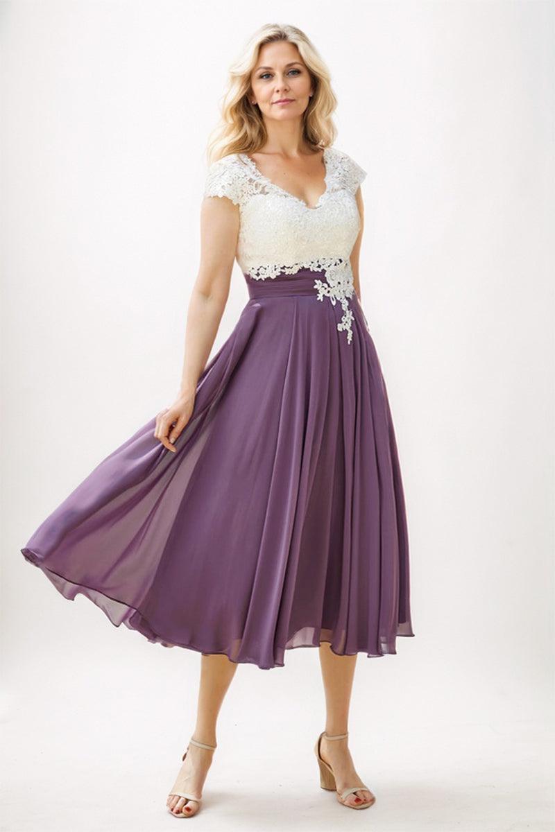 A-Line Midi Chiffon Mother Dress CM0258 - COCOMELODY