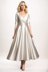 A-Line Midi Satin Mother Dress CM0261 - COCOMELODY