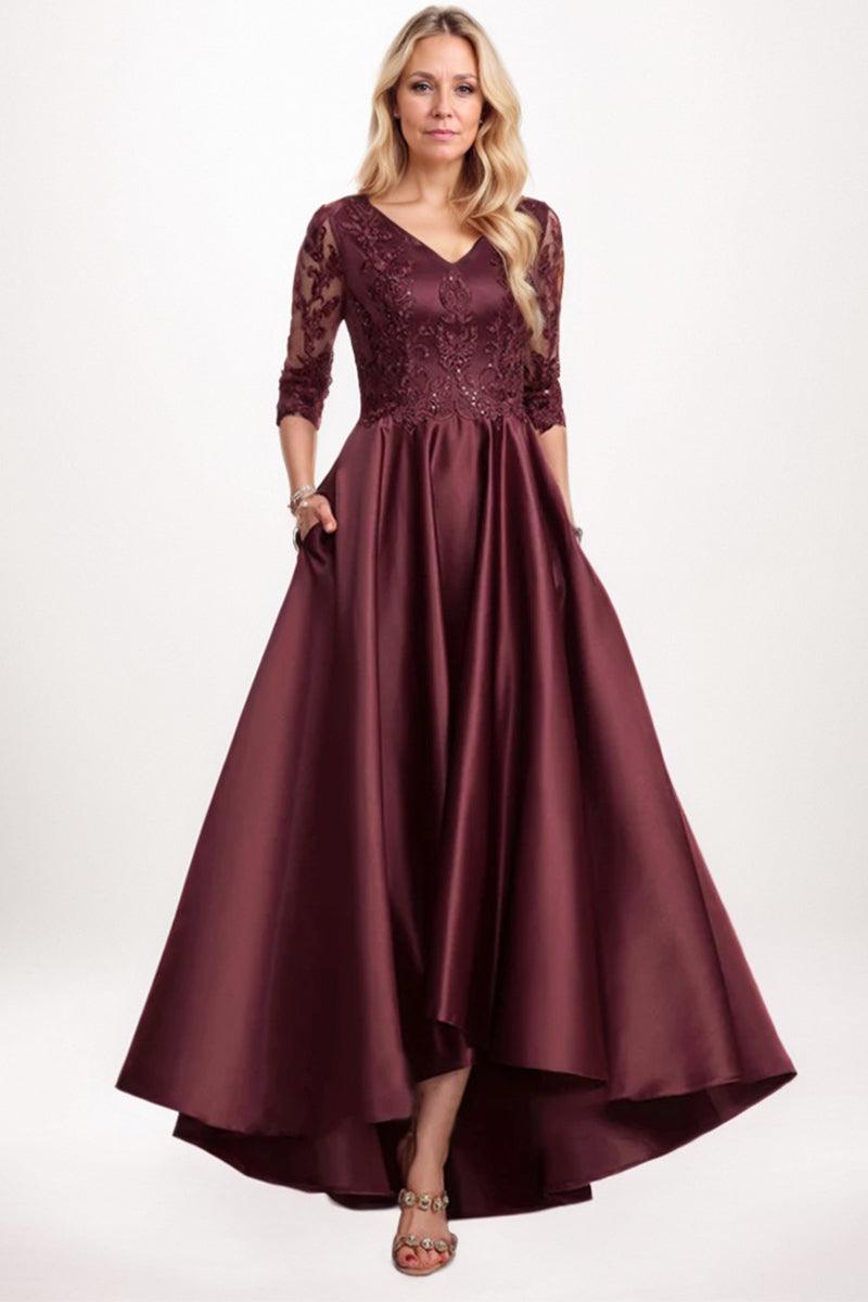 A-Line Midi Satin Mother Dress CM0263 - COCOMELODY