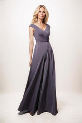 Jumpsuit Maxi Luxe Satin Mother Of The Bride Dress CM0278 - COCOMELODY