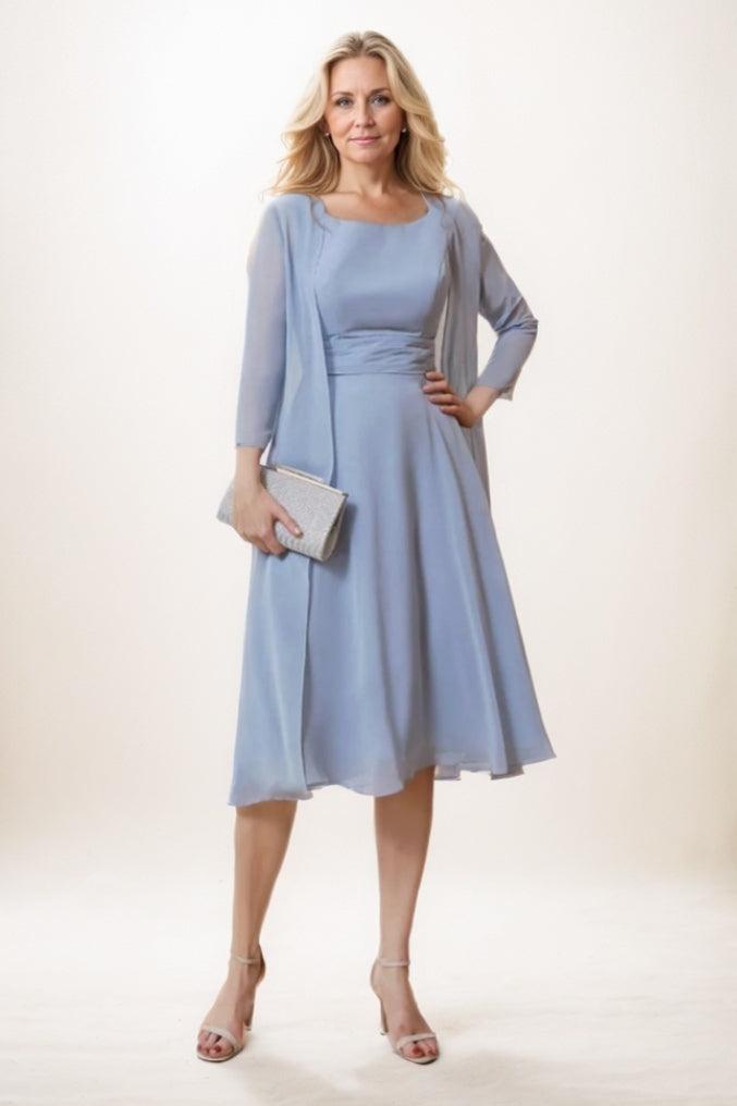 A-Line Midi Chiffon Mother Of The Bride Dress CM0291 - COCOMELODY