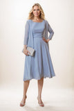 A-Line Midi Chiffon Mother Of The Bride Dress CM0291 - COCOMELODY