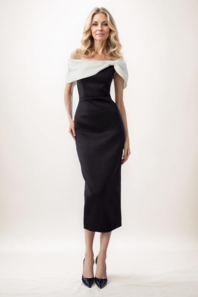 Sheath Midi Elastic Cloth Mother Of The Bride Dress CM0292 - COCOMELODY