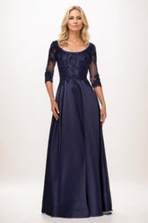 A-Line Maxi Satin Mother Of The Bride Dress CM0299 - COCOMELODY
