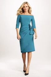 Sheath Midi Luxe Satin Mother Of The Bride Dress CM0309 - COCOMELODY