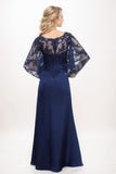 A-Line Maxi Satin Faced Chiffon Mother Of The Bride Dress CM0320 - COCOMELODY