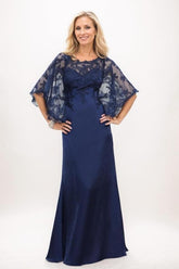 A-Line Maxi Satin Faced Chiffon Mother Of The Bride Dress CM0320 - COCOMELODY