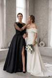 A Line Sweetheart 3/4 Sleeves High Split Mother Dresses CM0338