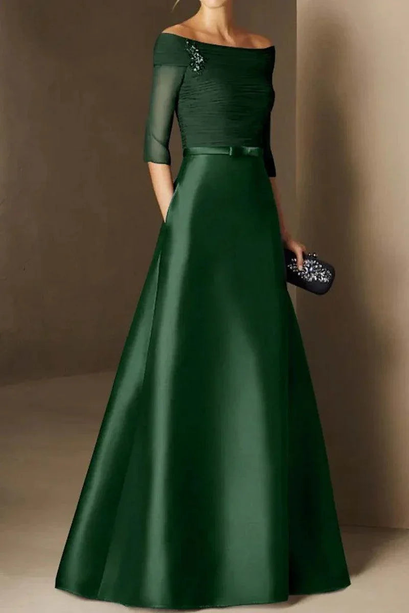 A Line Off The Shoulder Short Sleeves Applique Mother Dresses CM0339CR - COCOMELODY