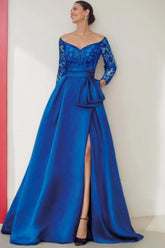 A Line Off the Shoulder 3/4 Length Sleeves Floor Length Mother Dresses CM0349 - COCOMELODY