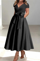 A Line V Neck Mother of the Bride Dresses with Pockets CM0350 - COCOMELODY