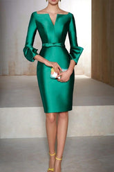 Sheath Column V Neck 3/4 Sleeves Knee Length Mother Dresses CM0353 - COCOMELODY