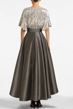 A Line V Neck Half Sleeves Asymmetrical Mother of the Bride Dresses CM0356 - COCOMELODY
