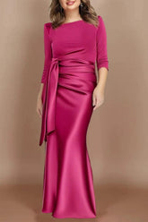 Sheath Scoop 3/4 Length Sleeves Floor Length Mother Dresses CM0380 - COCOMELODY