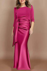 Sheath Scoop 3/4 Length Sleeves Floor Length Mother Dresses CM0380 - COCOMELODY