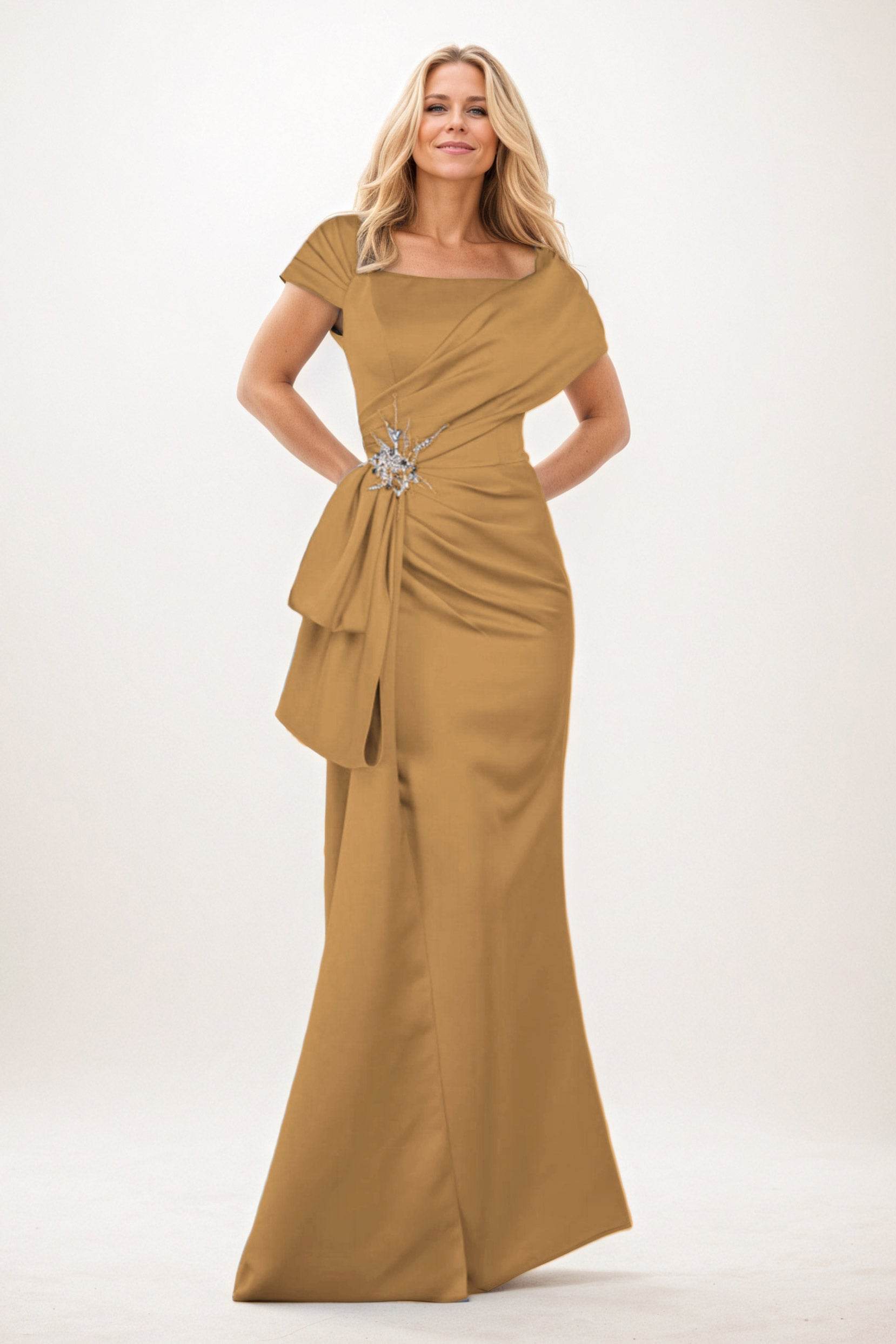 Trumpet-Mermaid Maxi Satin Mother of the Bride Dresses CM0385 - COCOMELODY