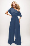 Jumpsuit Maxi Elastic Satin Chiffon Mother of the Bride Dresses CM0391