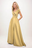 A-Line Maxi Satin Mother of the Bride Dresses CM0408 - COCOMELODY