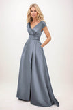 A-Line Maxi Satin Mother of the Bride Dresses CM0408 - COCOMELODY