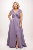A-Line Maxi Satin Mother of the Bride Dresses CM0408
