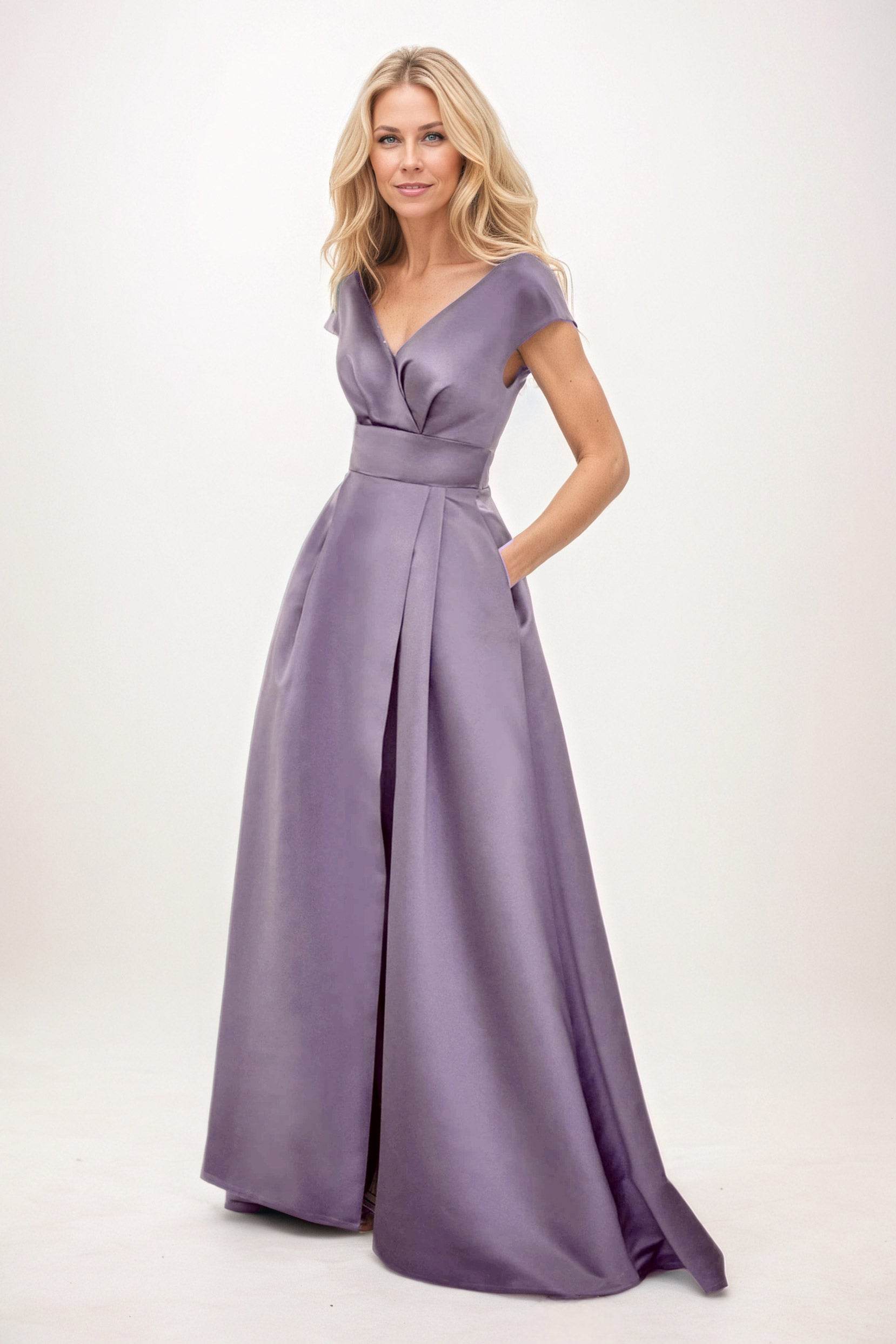 A-Line Maxi Satin Mother of the Bride Dresses CM0408 - COCOMELODY