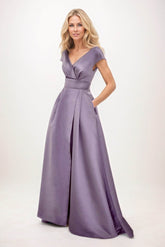 A-Line Maxi Satin Mother of the Bride Dresses CM0408 - COCOMELODY