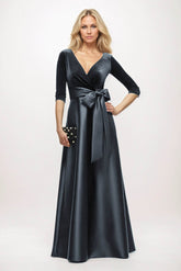 A-Line Maxi Velvet Satin Mother of the Bride Dresses CM0409 - COCOMELODY